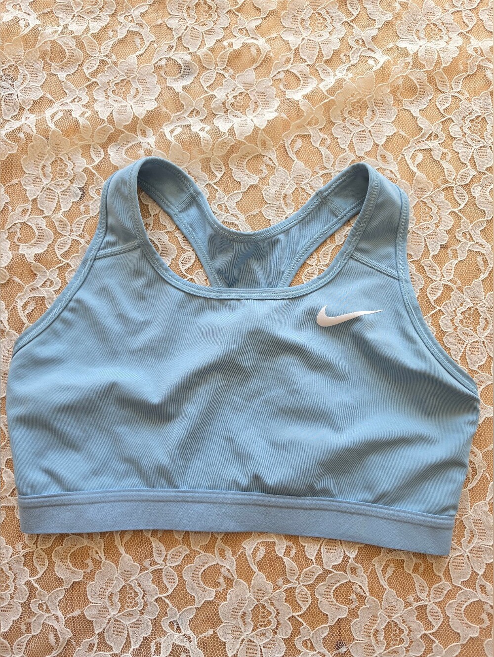 Nike Women's Dri-Fit Swoosh Light Blue Medium Support Sports Bra Size L